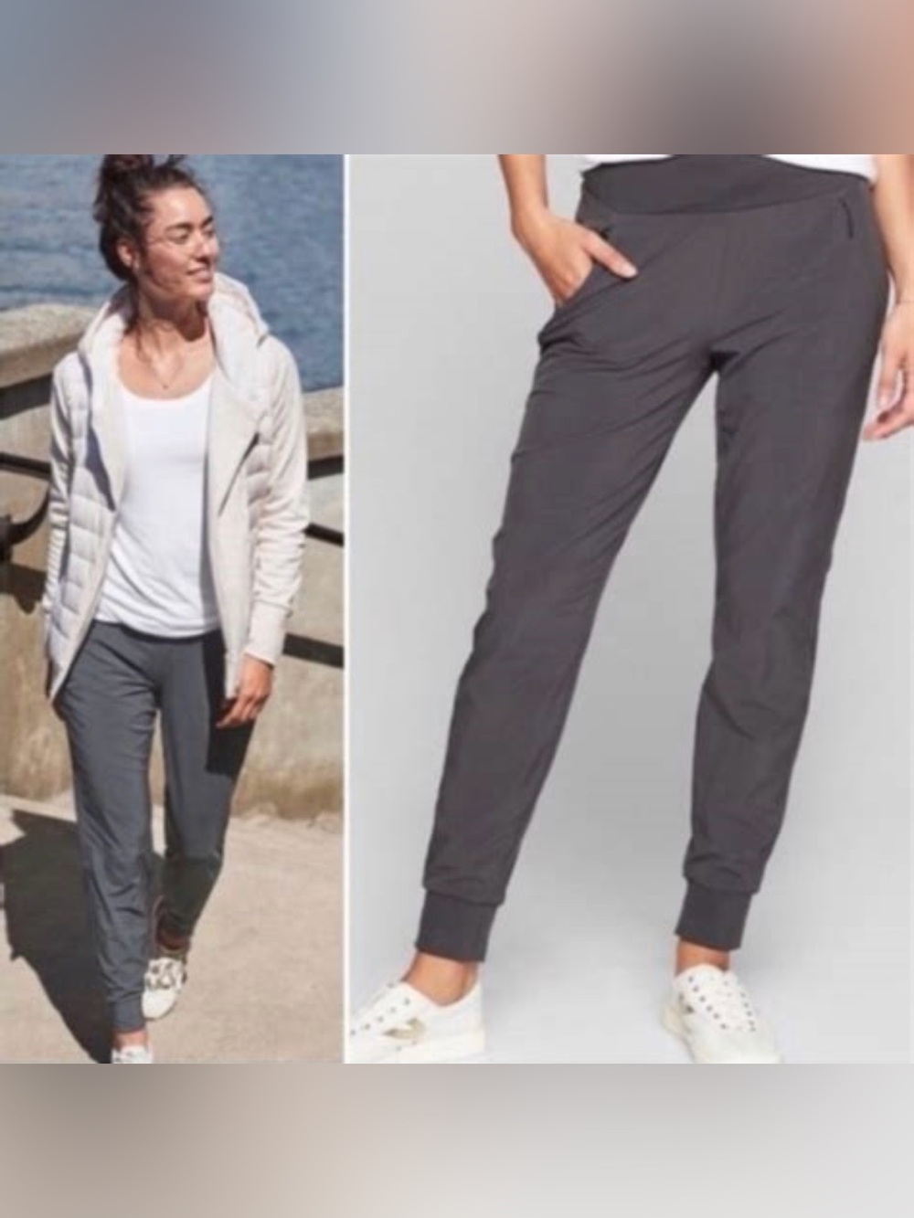 ATHLETA Women's Soho Jogger Pant LINED Size 8 Dark Gray Zipper Pockets 907899 - Picture 8 of 14